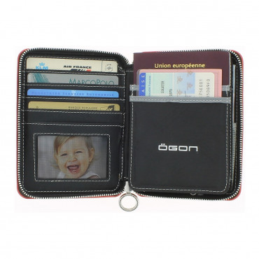 Гаманець на блискавці OGON Quilted passport, рожево-золотистий