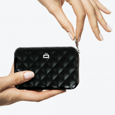 Гаманець на блискавці OGON Quilted zipper на 24 картки, чорний