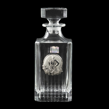 Подарунковий набір чарок BOSS CRYSTAL Графін козак з трубкою + чарки з овалами, накладки срібло (BCR7K)