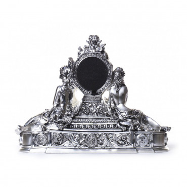 Часы настольные Воин (серебро), 35 см