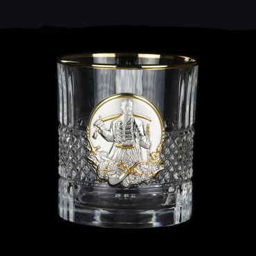 Подарунковий набір бокалів BOSS CRYSTAL Козаки 6 різних зображень, золота окантовка + накладки золото та срібло (BCR6KGGLD)