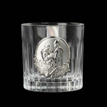 Набір стаканів для віскі BOSS CRYSTAL Козаки 6 різних зображень, вертикальні полоси + накладки срібло (BCR6K)